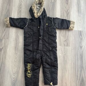 Dereon Toddler Girls 24 Months Black And Cheetah Print Hooded Snowsuit